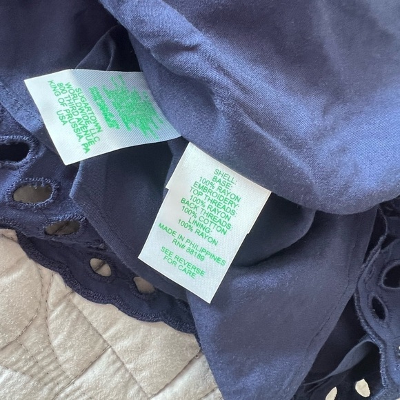 Lilly Pulitzer Women's Alyna Long Sleeve Eyelet Dress In True Navy Soiree Eyelet - Picture 14 of 16